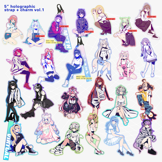 5" Hololive & Indie Vtubers Holographic Strap + Charm Vol.1